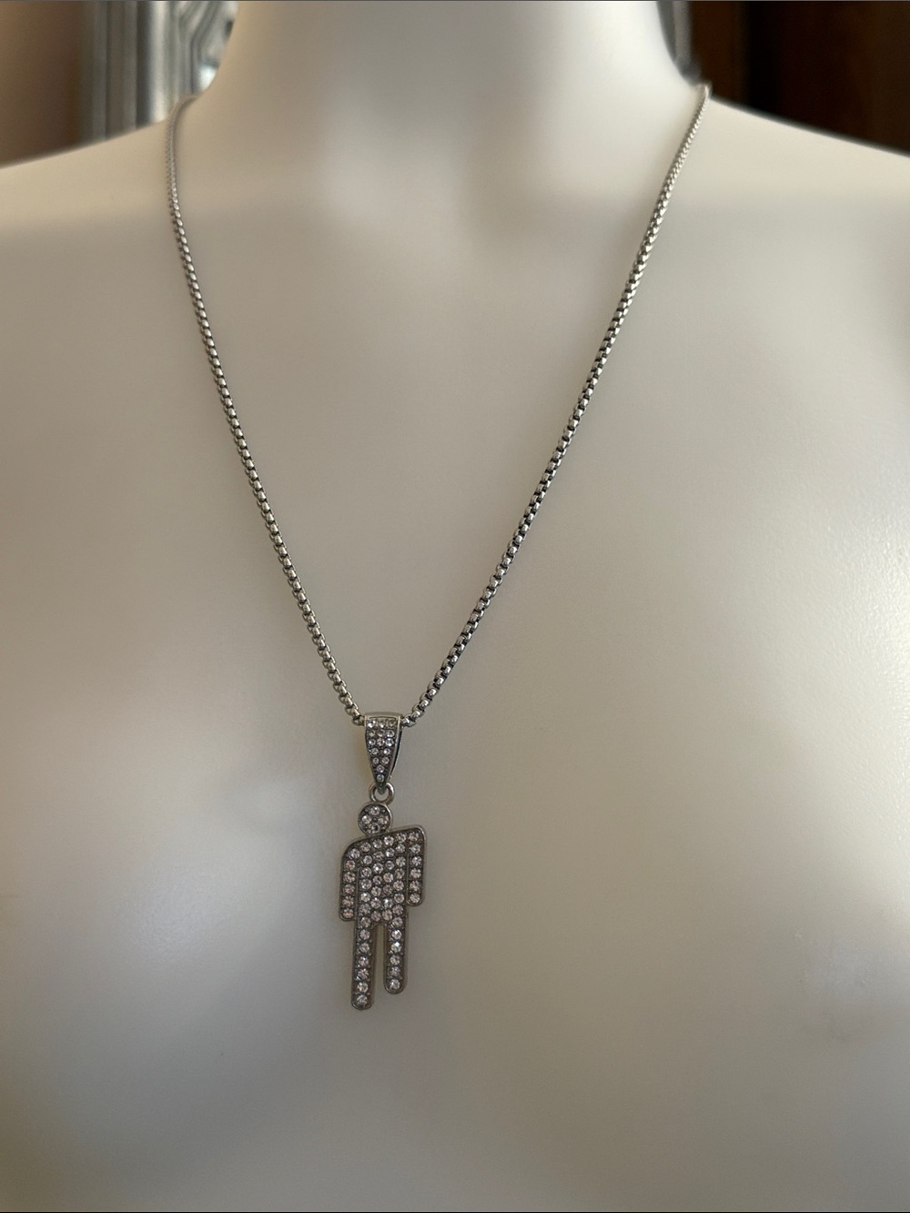 Blohsh Billie Eilish Crystal Bling Pendant Necklace Silver Women Jewelry